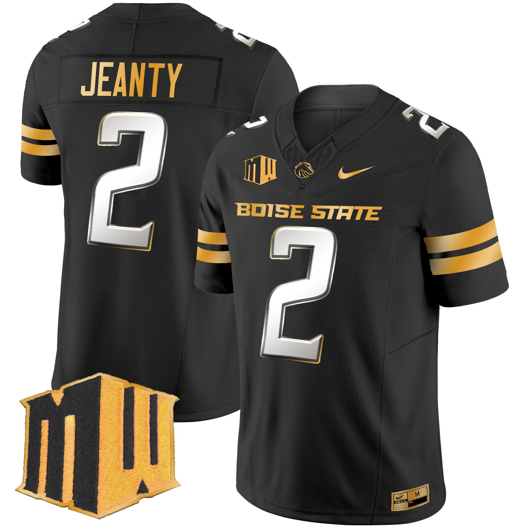 Men Boise State Broncos #2 Jeanty Black Nike 2024 Gold Vapor Limited NCAA Jersey